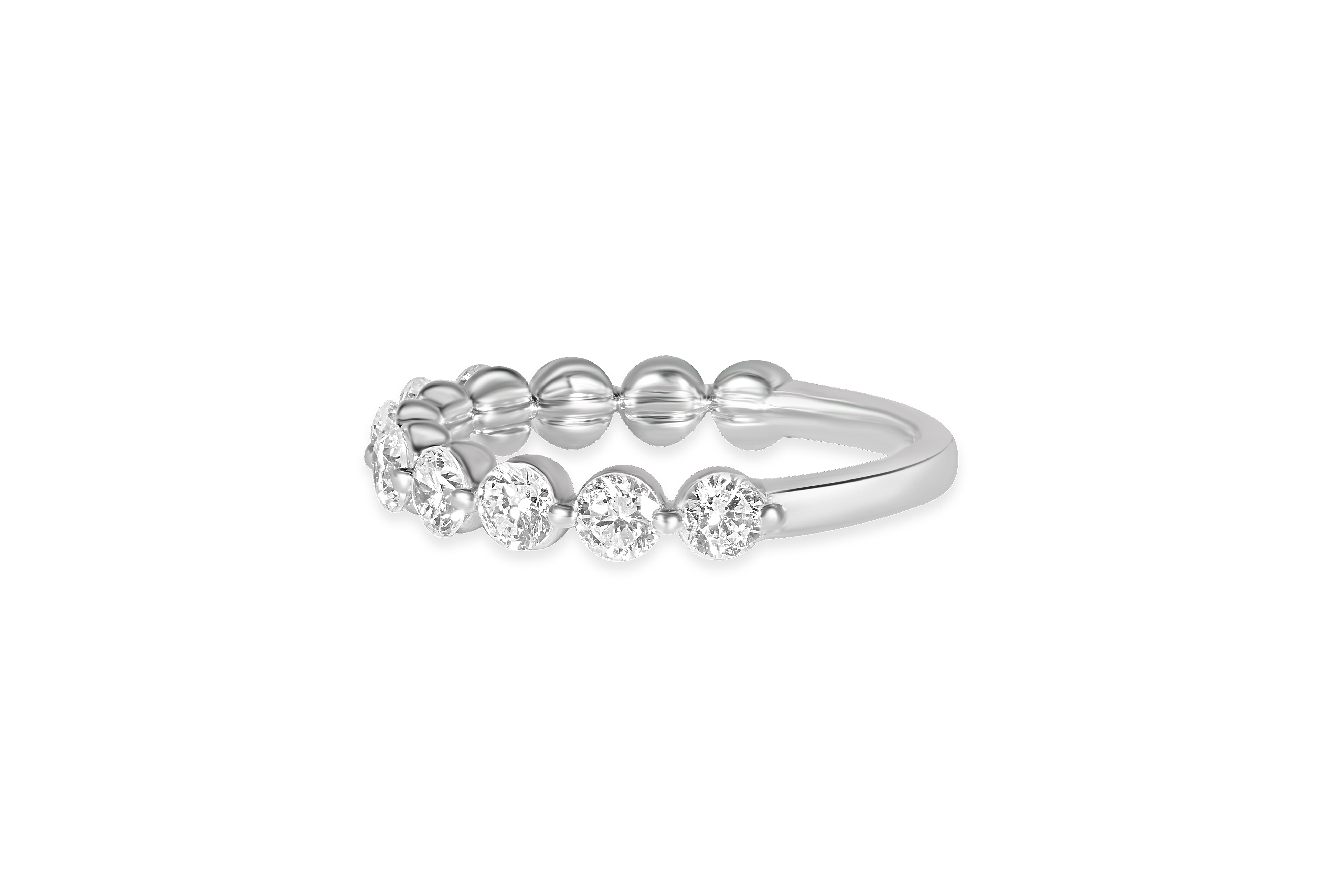 14K White Gold Single Split Prong Diamond Wedding Band