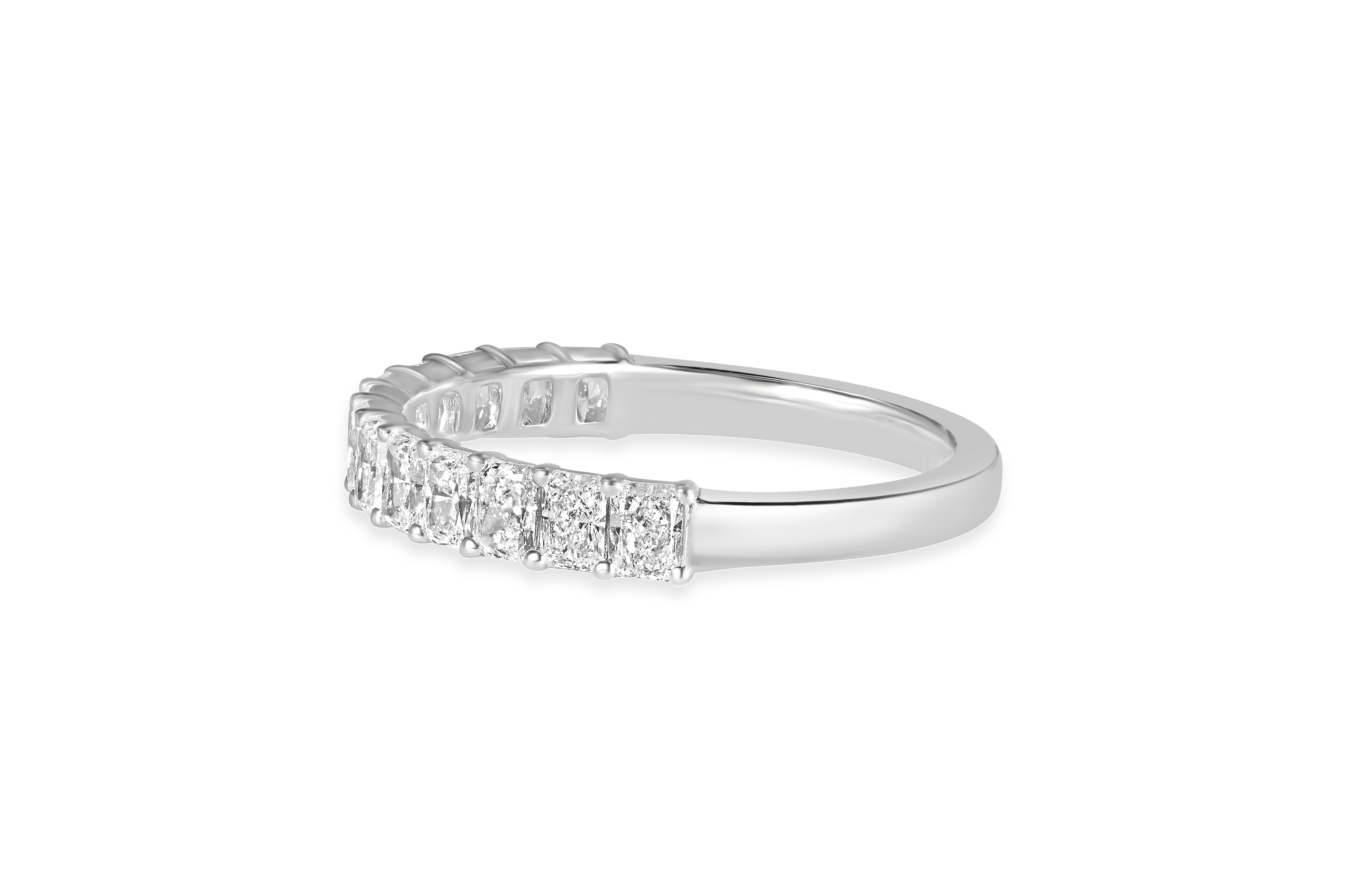 14K White Gold Shared Prong Radiant Diamond Wedding Band