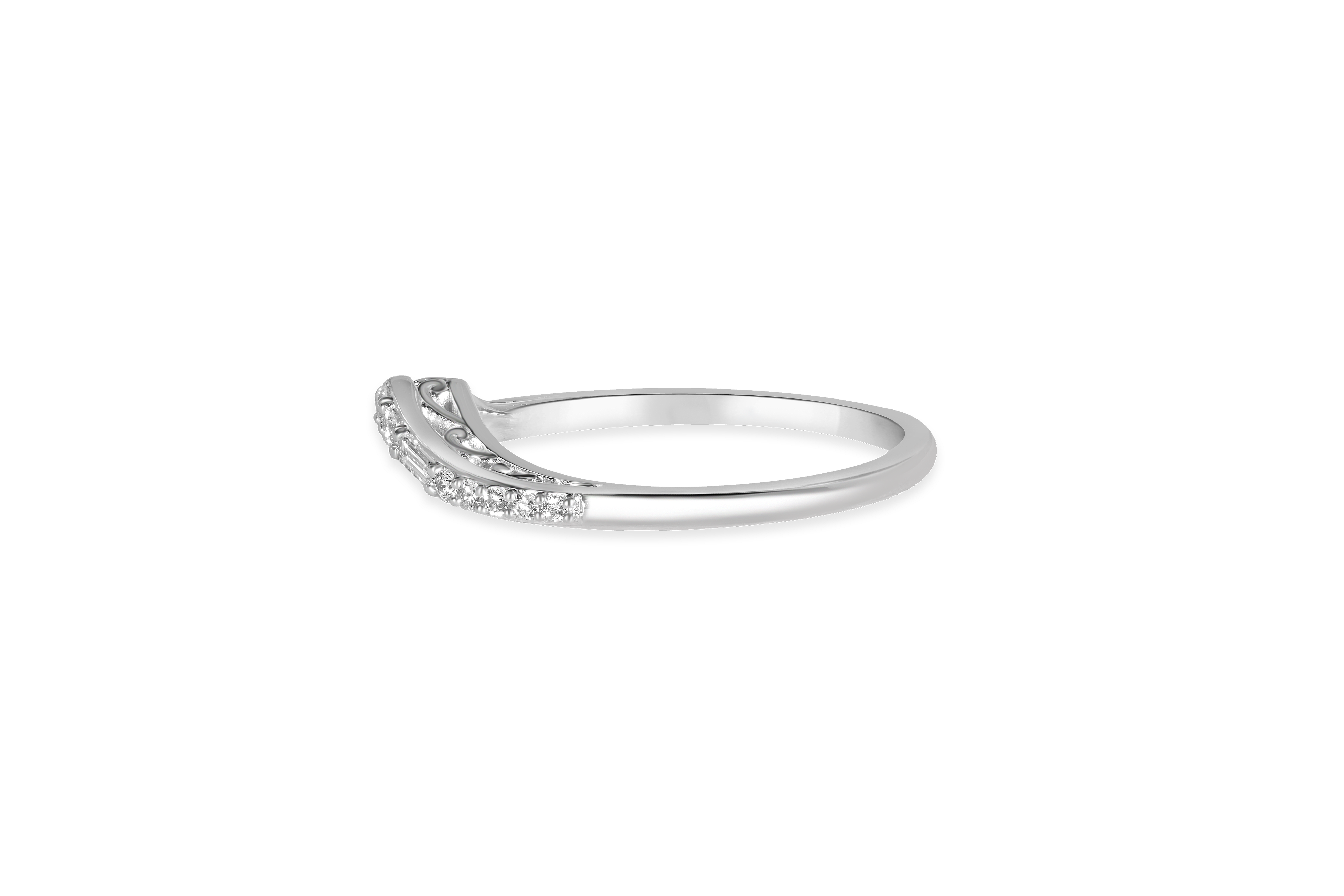 14K White Gold Contour Band