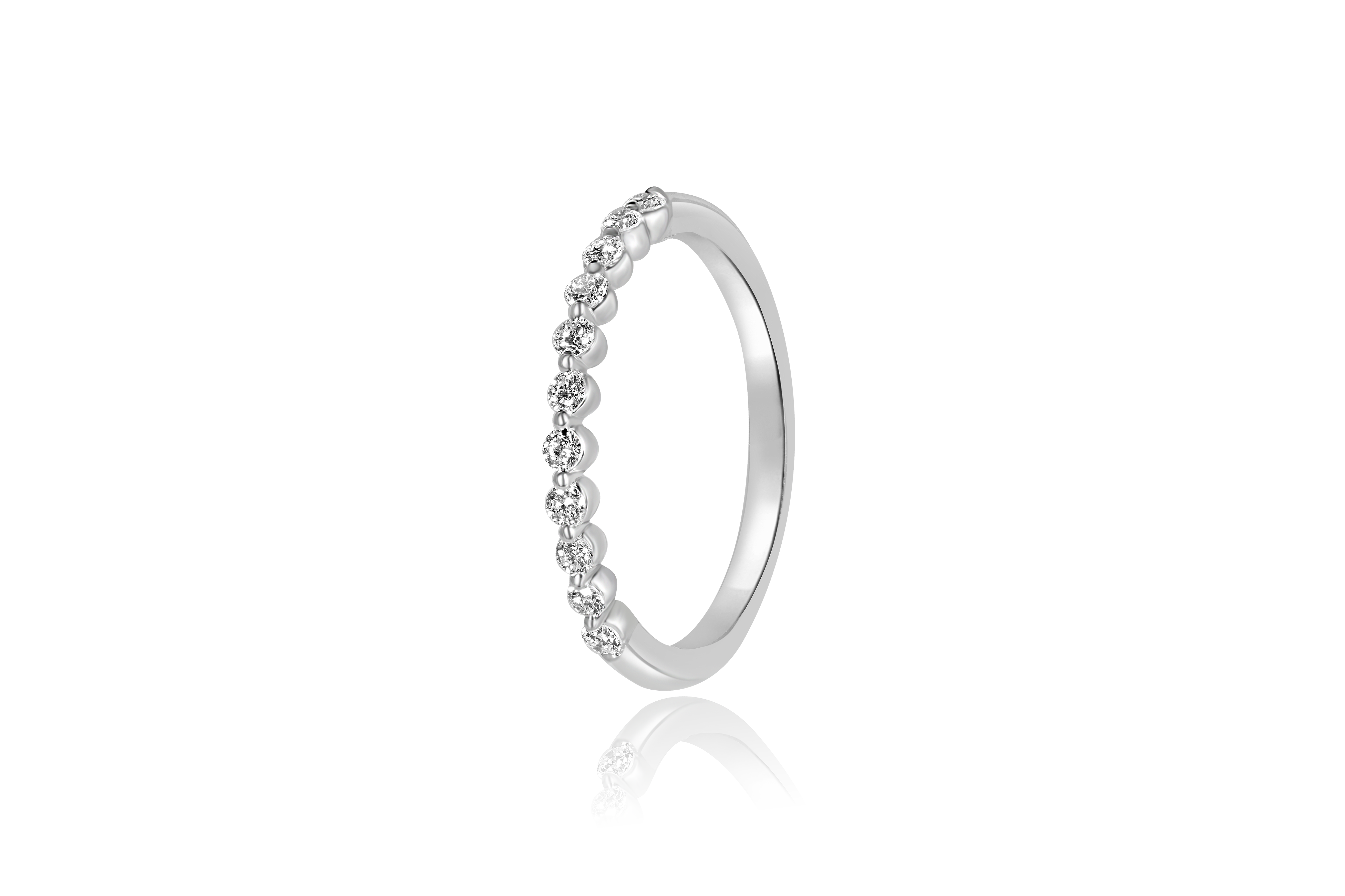 14K White Gold Single Split Prong Diamond Wedding Band