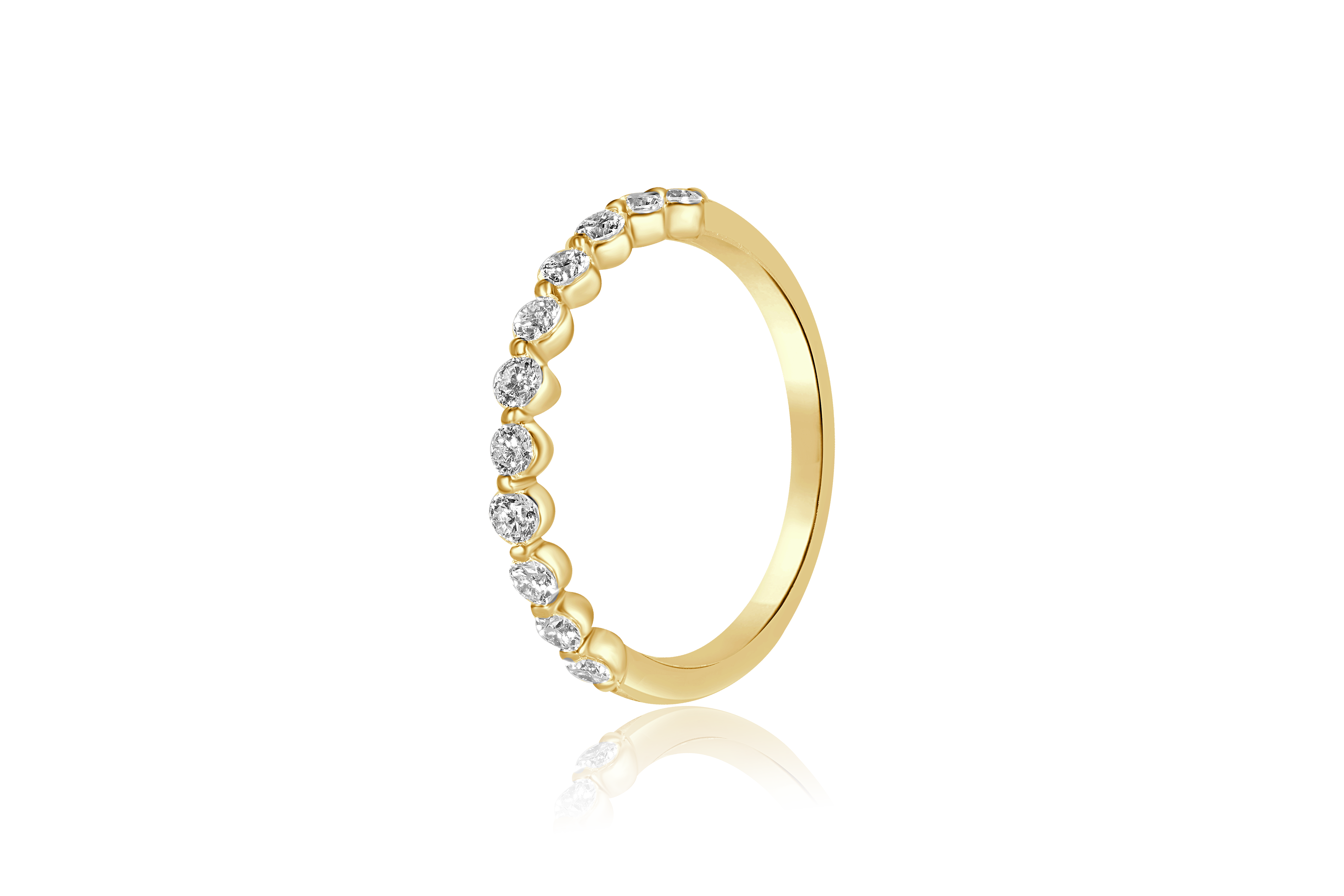 14K Yellow Gold Single Split Prong Diamond Wedding Band