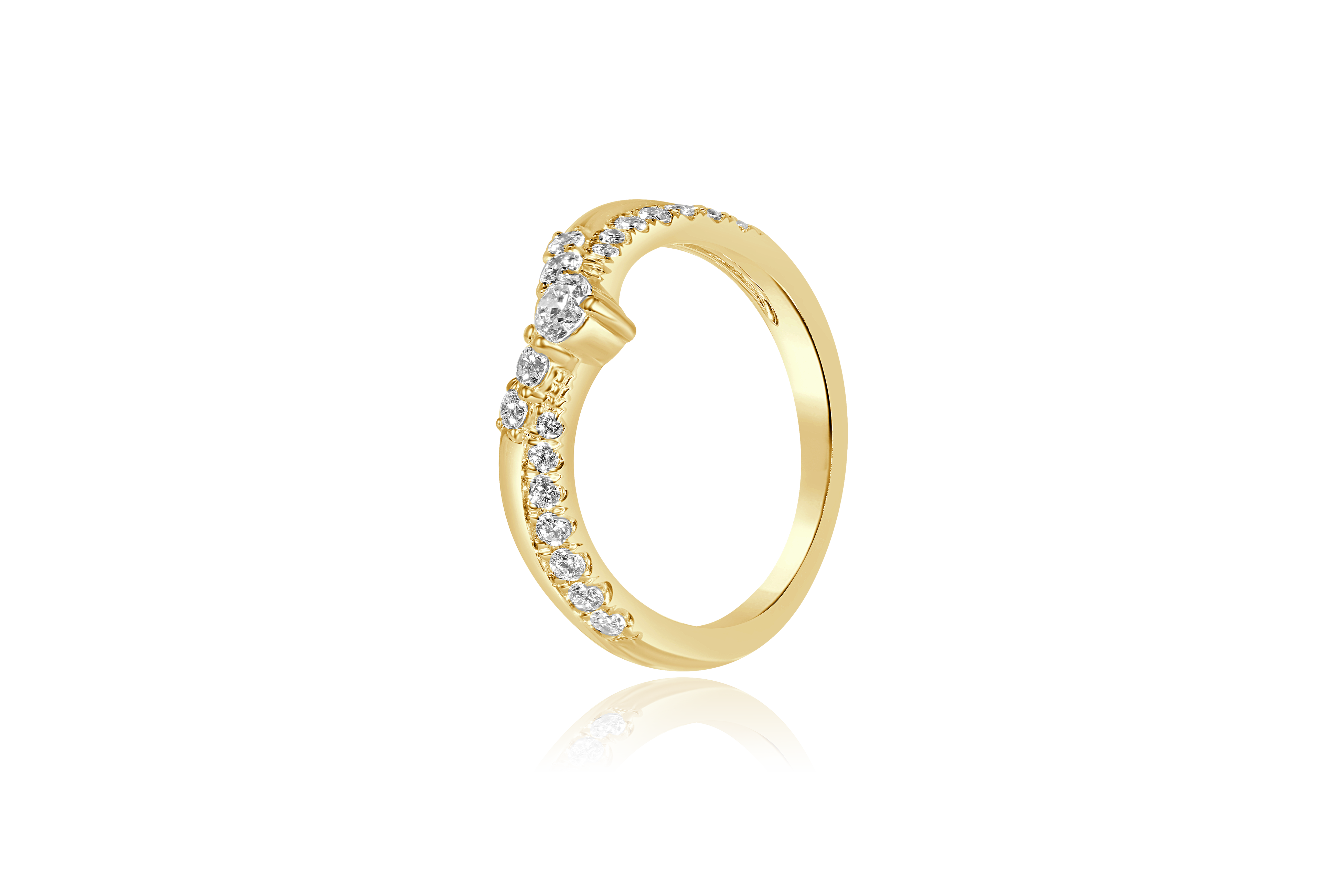14K Yellow Gold Contour Diamond Band