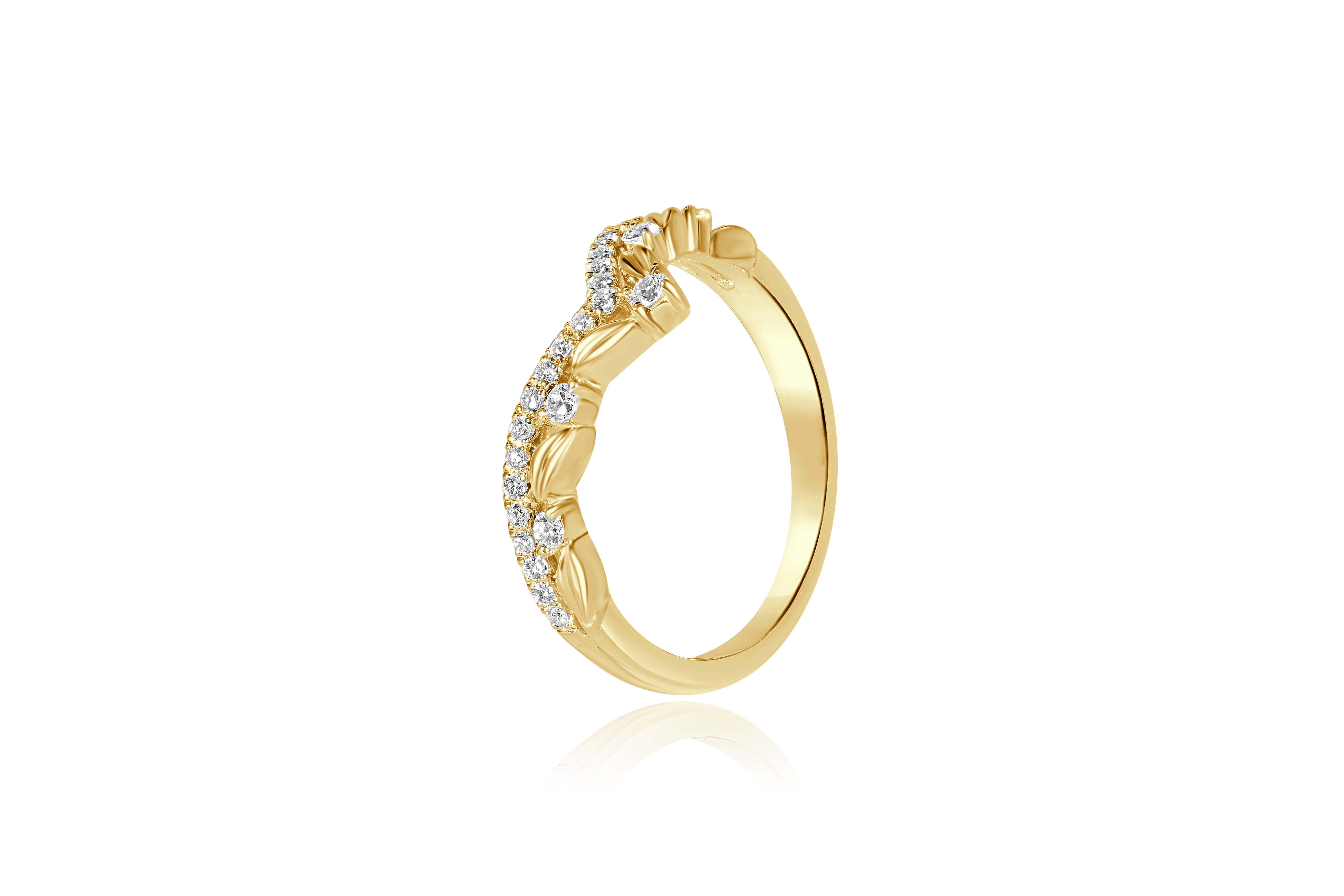 14K Yellow Gold Unique Contour Diamond Band