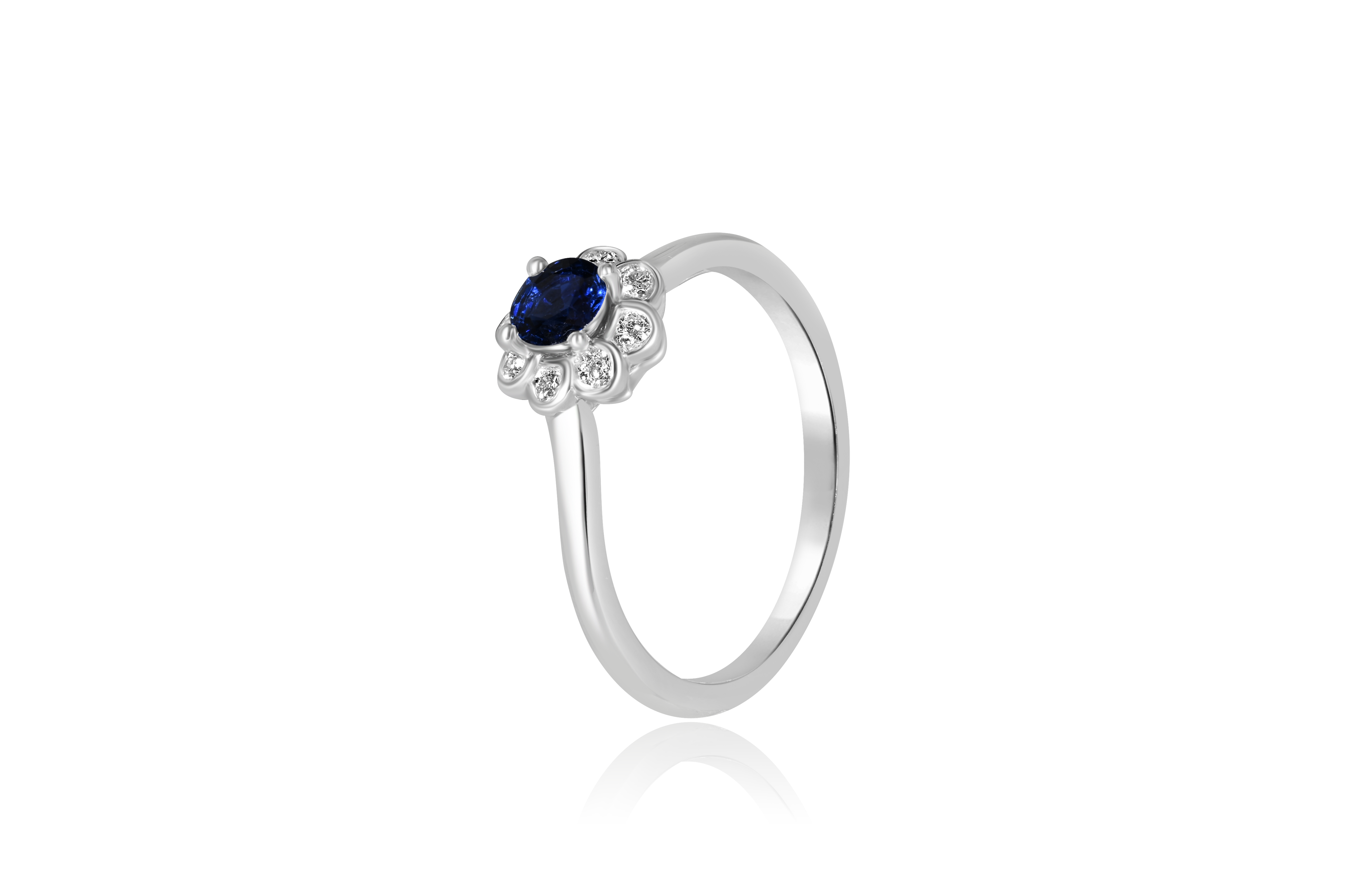 14K White Gold Sapphire and Diamond Ring