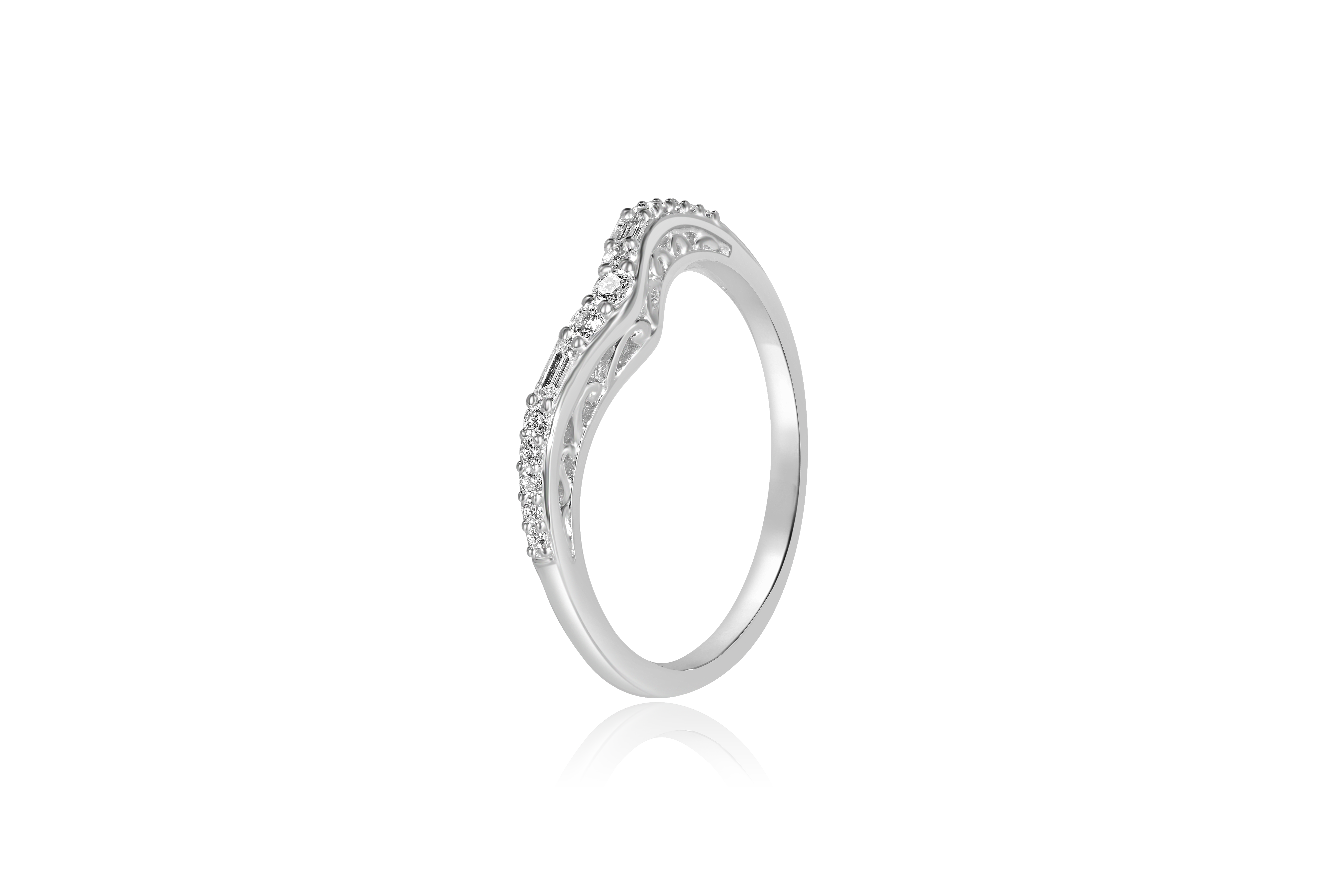 14K White Gold Contour Band