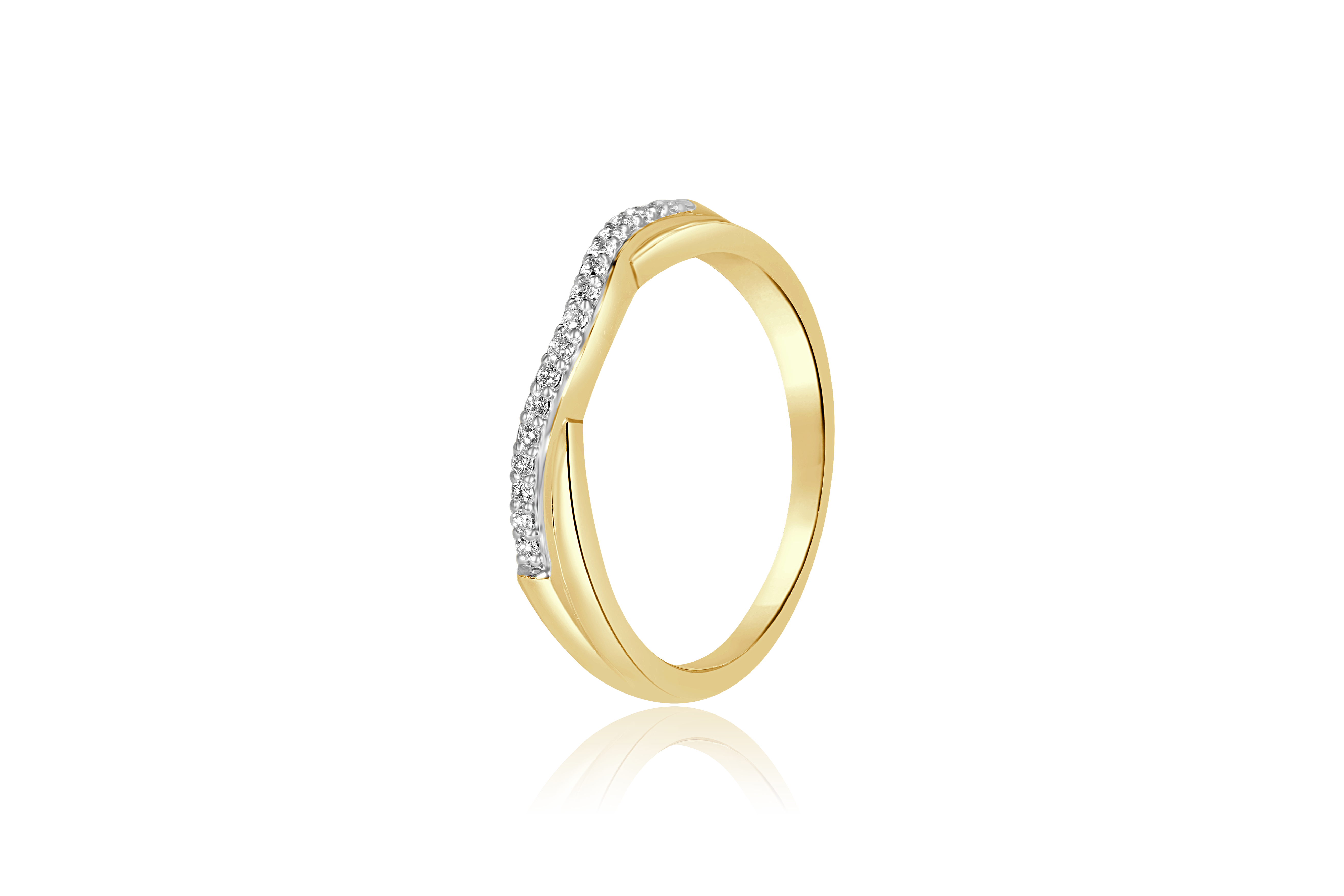 14K Yellow and White Gold Diamond Pave Overlapping Band