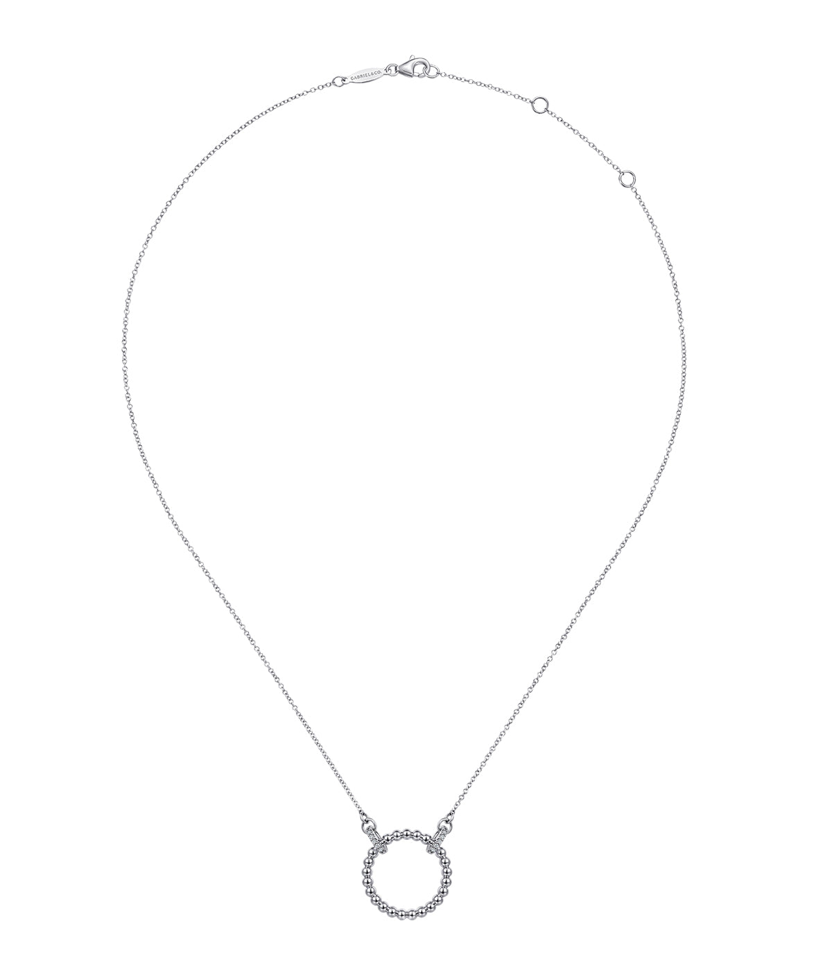 925 Sterling Silver Open Circle Bujukan Pendant Necklace with White Sapphire