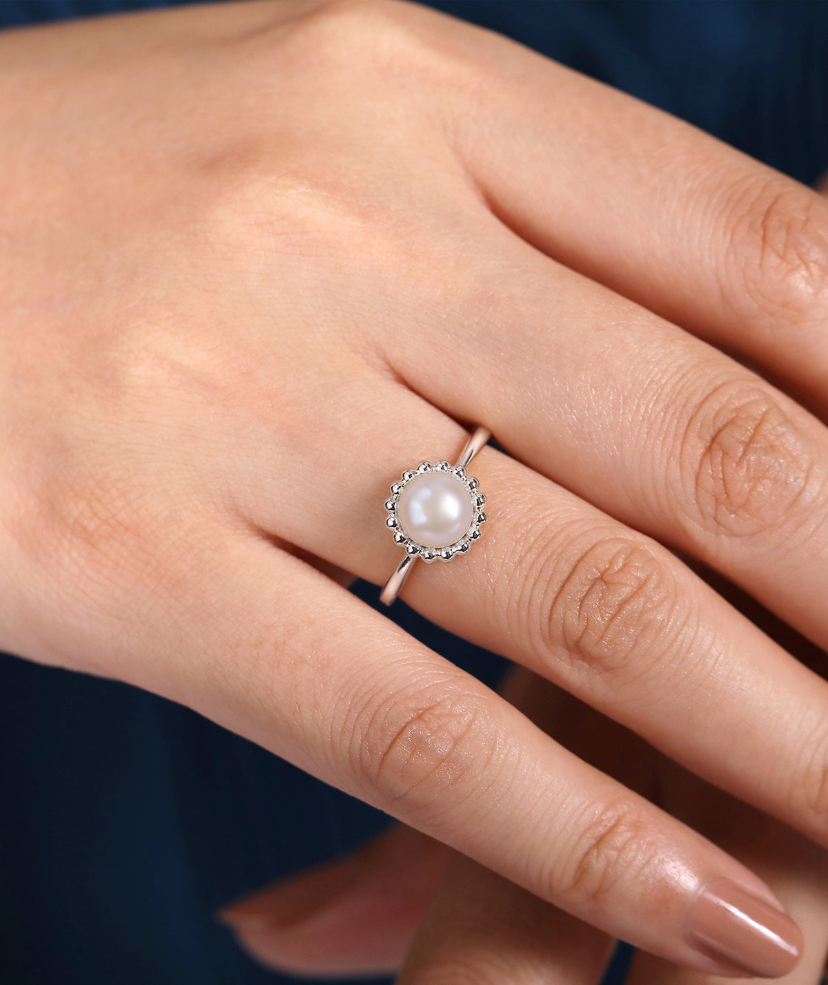 925 Sterling Silver Bujukan Frame Pearl Ring