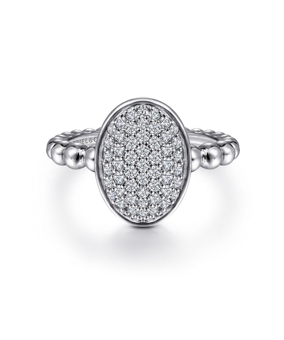 925 Sterling Silver Oval Ring with White Sapphire Pavé