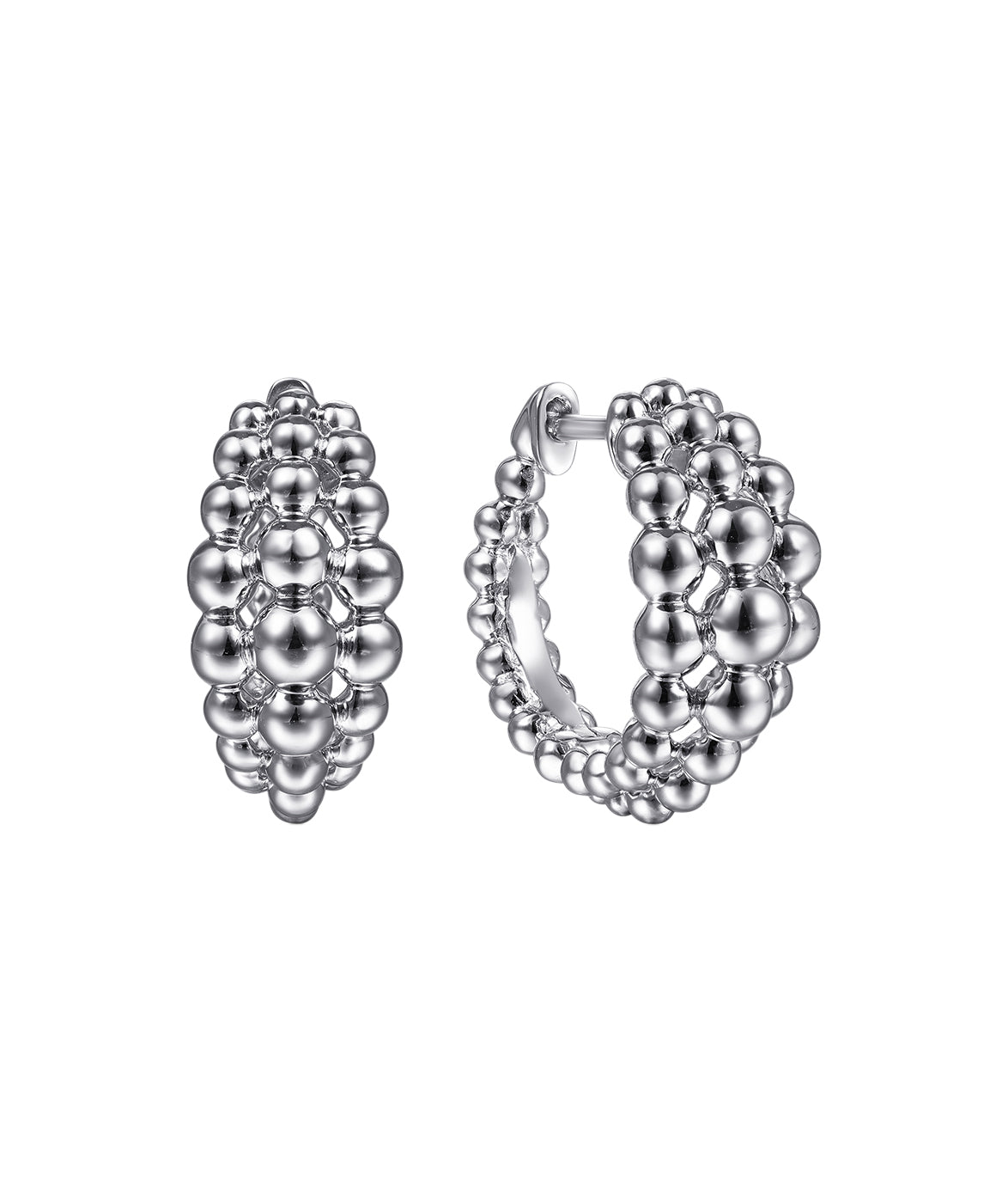 925 Sterling Silver 15mm Beaded Huggies