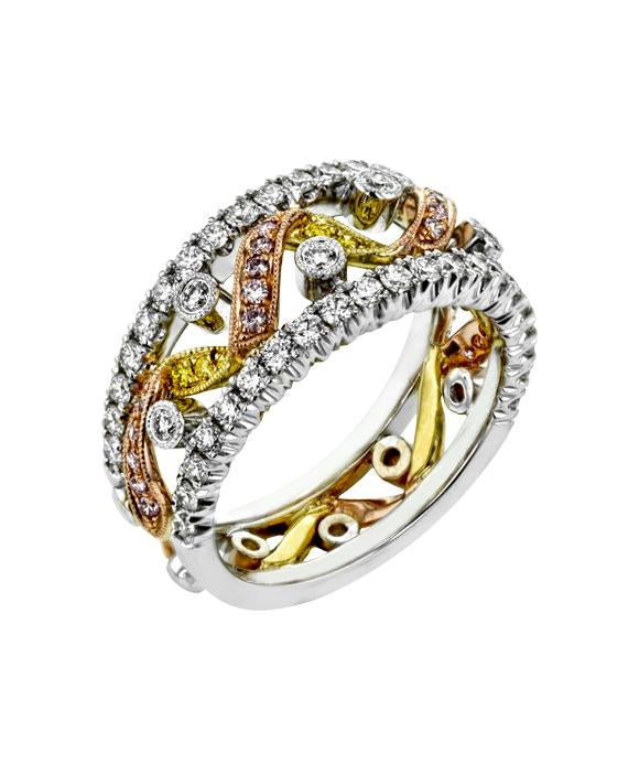 Simon G. - 18K Tri-Tone Gold Diamond Fashion Ring