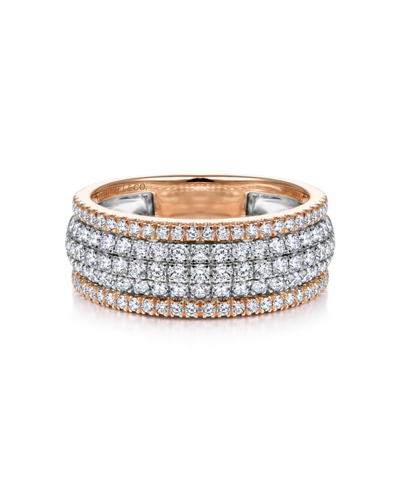 14K WhiteRose Gold Pavé Diamond Ring