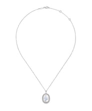 925 Sterling Silver Rock Crystal and White MOP Pendant Necklace