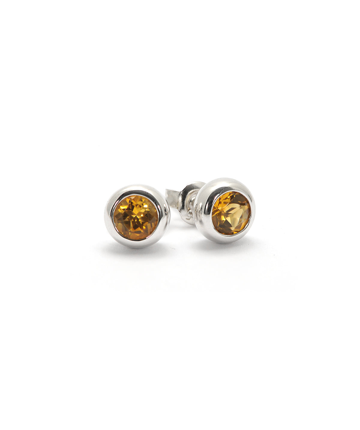 Sterling Silver 5mm Bezel Set Citrine Studs