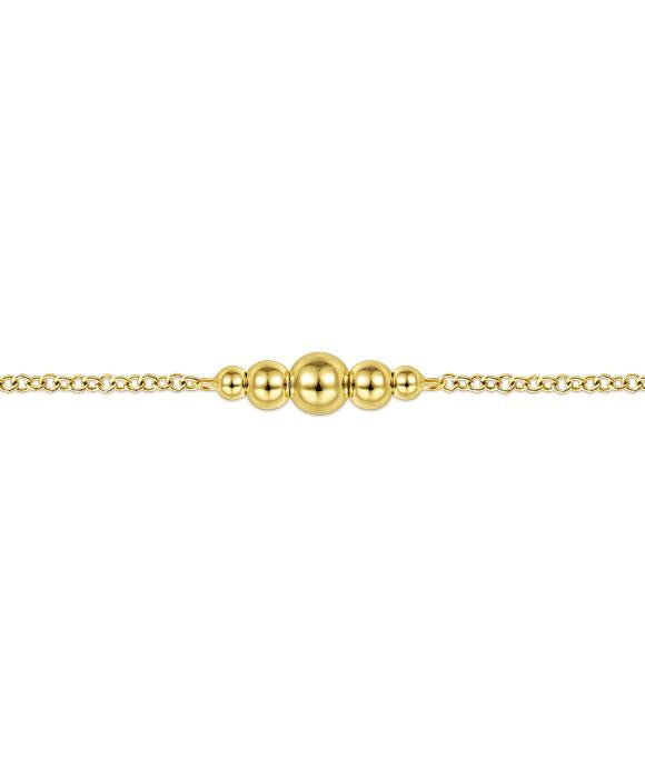 14K Yellow Gold Chain Bracelet with Graduating Bead Stations