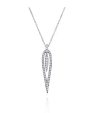 14K White Gold Open Teardrop Diamond Pendant Necklace