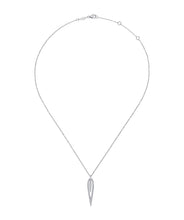 14K White Gold Open Teardrop Diamond Pendant Necklace