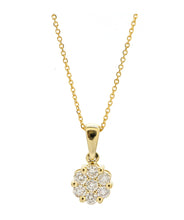 10K Yellow Gold Diamond Cluster Pendant and Earring Set