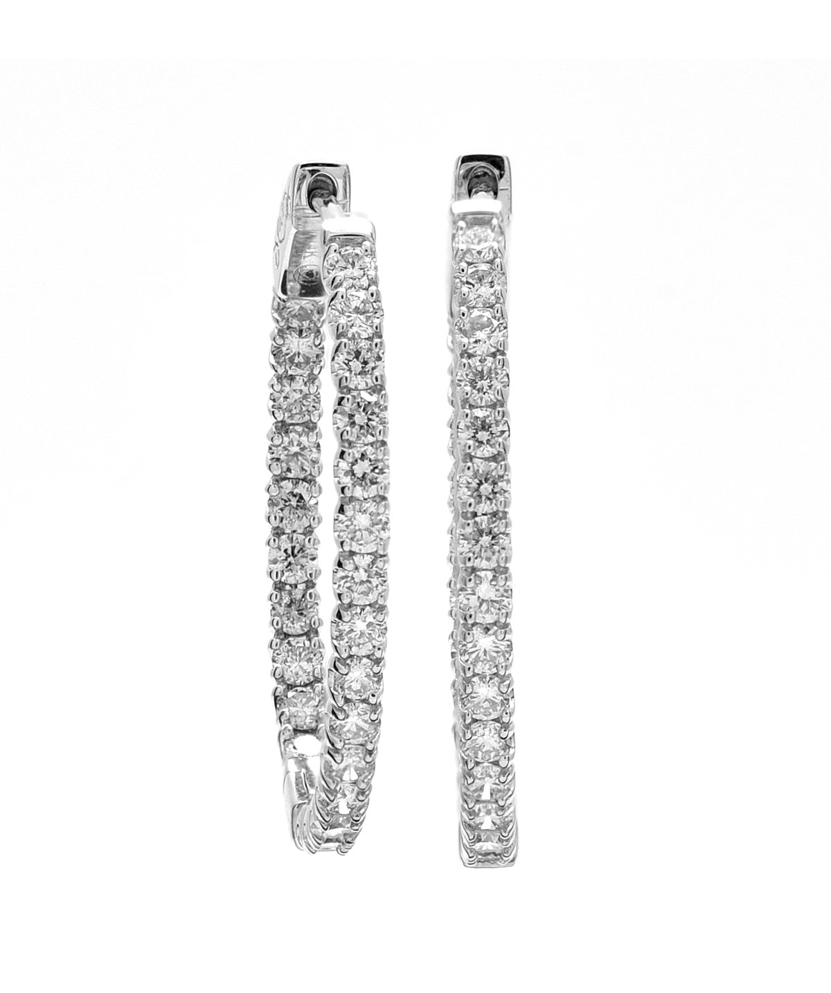 14K White Gold Inside Out Diamond Hoops 2.00cttw