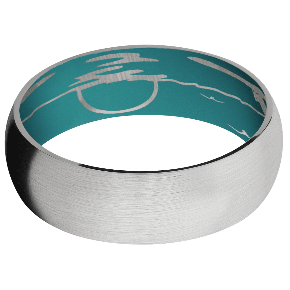 14K White Gold + Satin Finish + Teal