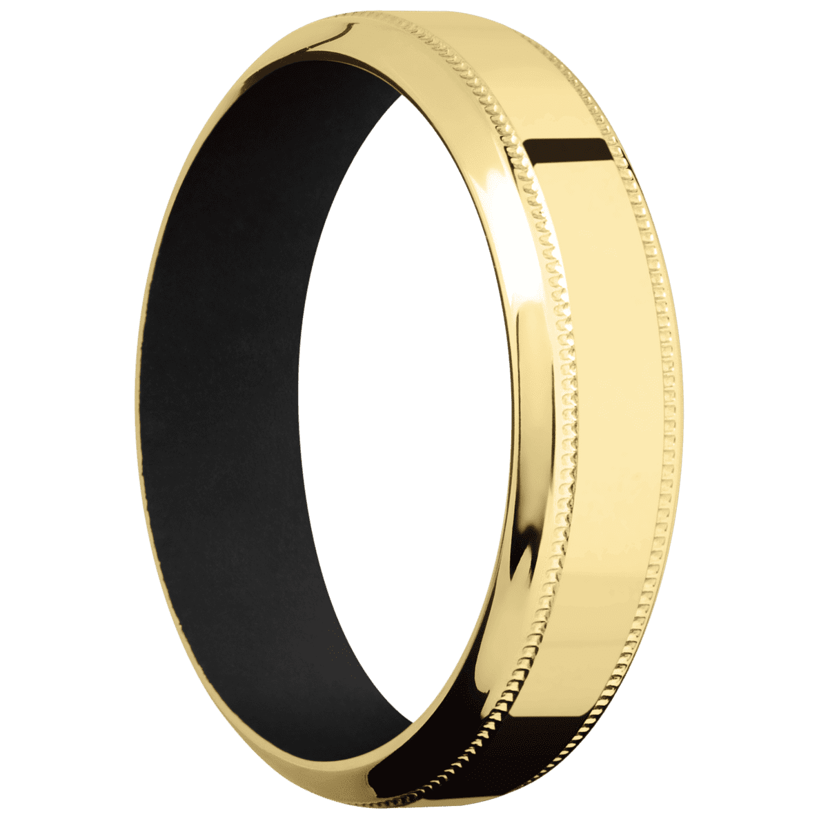 14K Yellow Gold + Polish , Polish Finish + Black