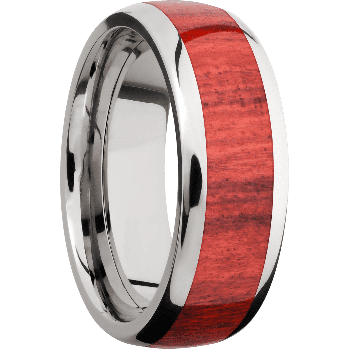 Titanium with Polish Finish and Red Heart Inlay