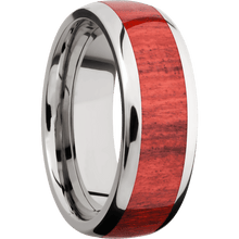 Titanium with Polish Finish and Red Heart Inlay