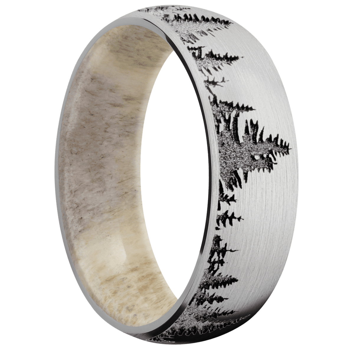 14K White Gold + Satin Finish + Antler