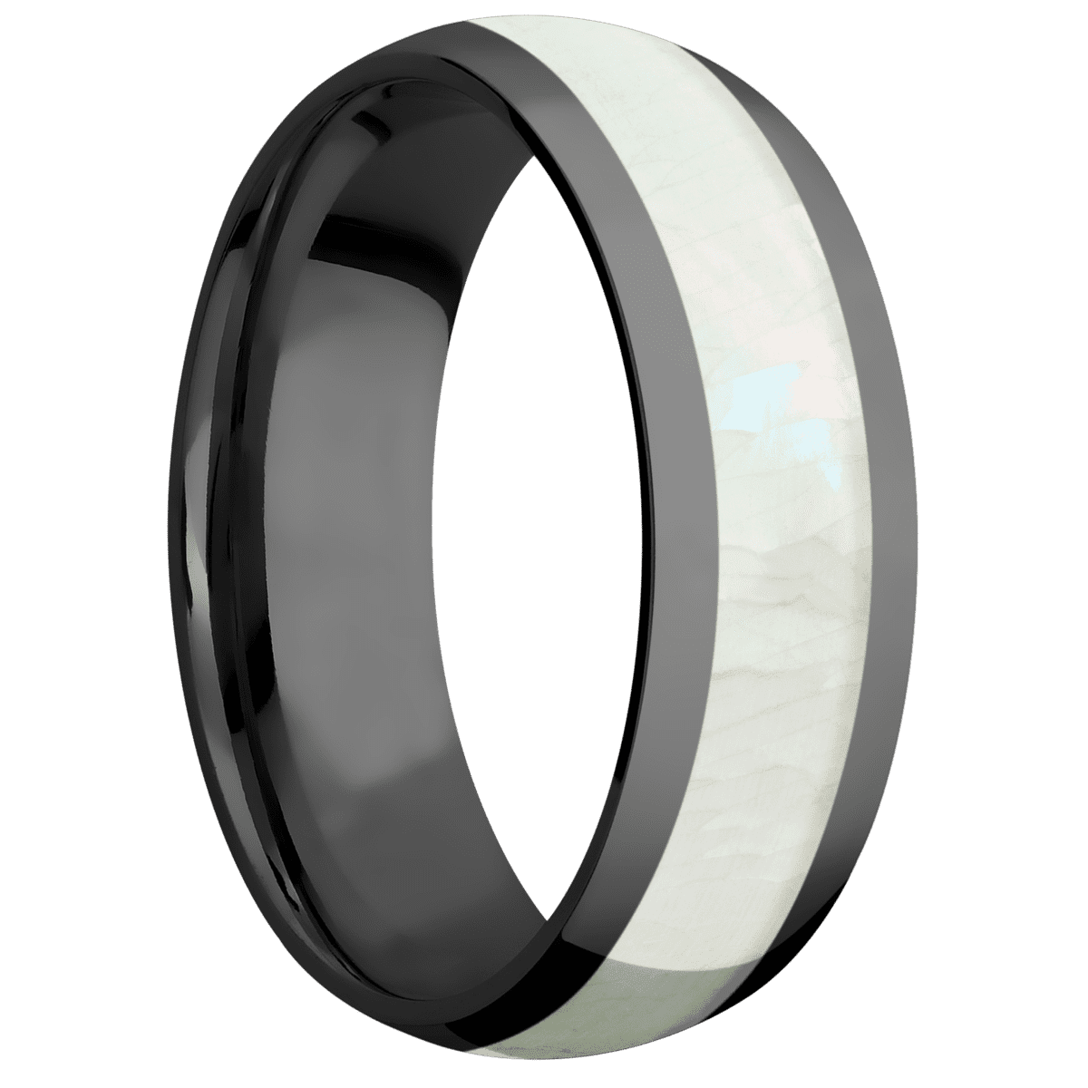 Zirconium with Polish Finish and Freshwater Mother of Pearl Inlay