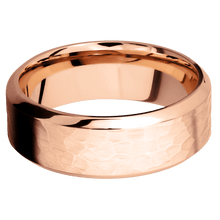 14K Rose Gold with Hammer , Polish Finish