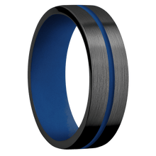 Zirconium with Satin Finish and Royal Blue Inlay and Royal Blue