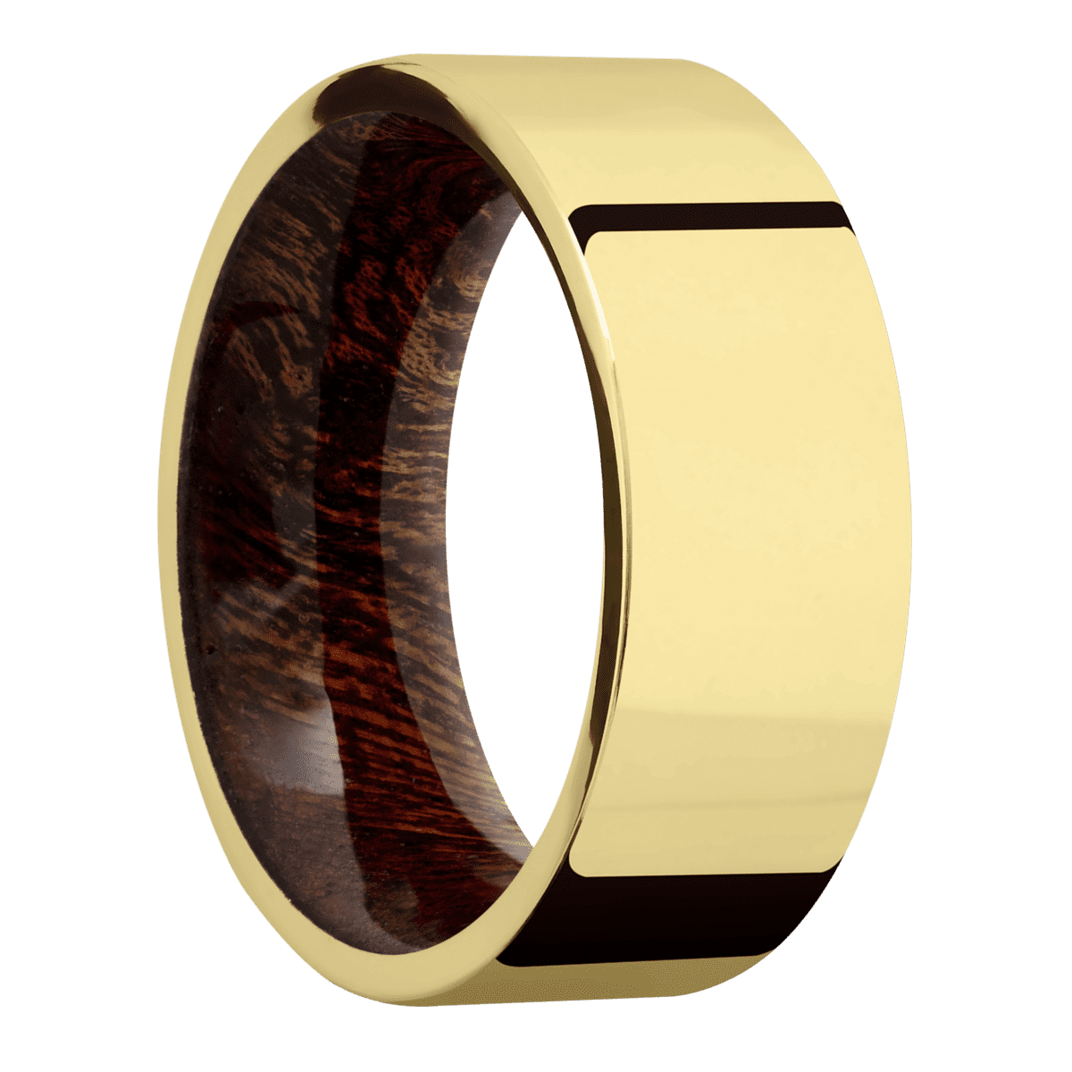 14K Yellow Gold with Polish Finish and Sapele