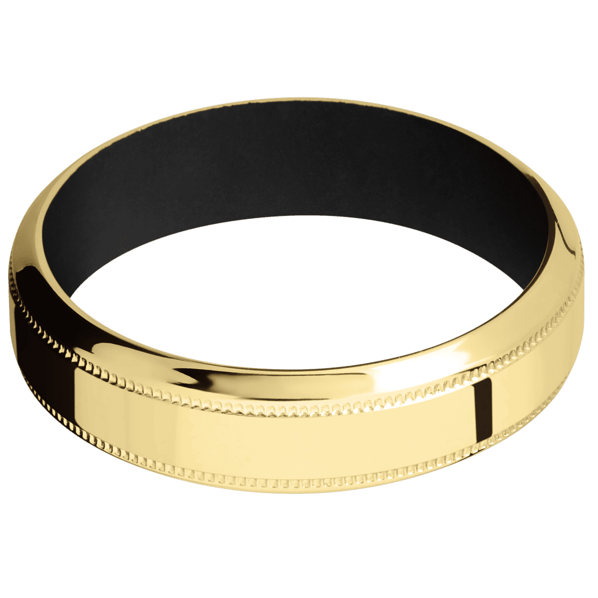 14K Yellow Gold + Polish , Polish Finish + Black
