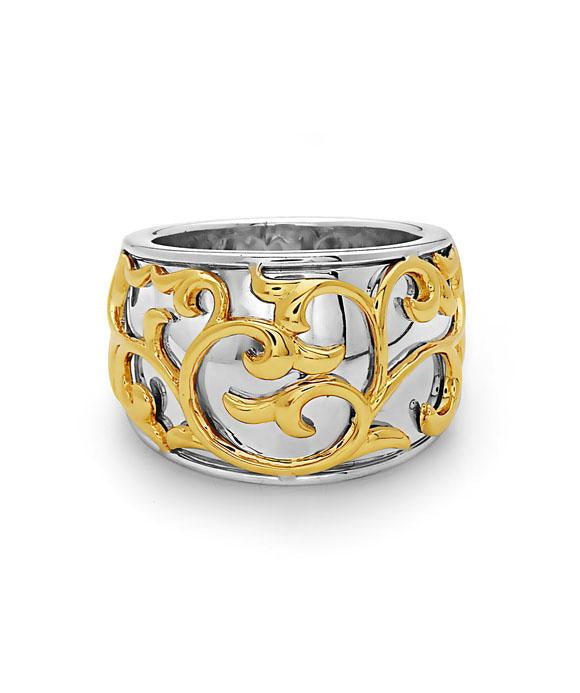Charles Krypell 18K Gold & Sterling Silver Two-Tone Band Ring