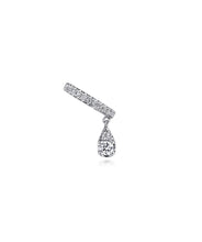 14K White Gold Single Diamond Ear Cuff with Teardrop Charm