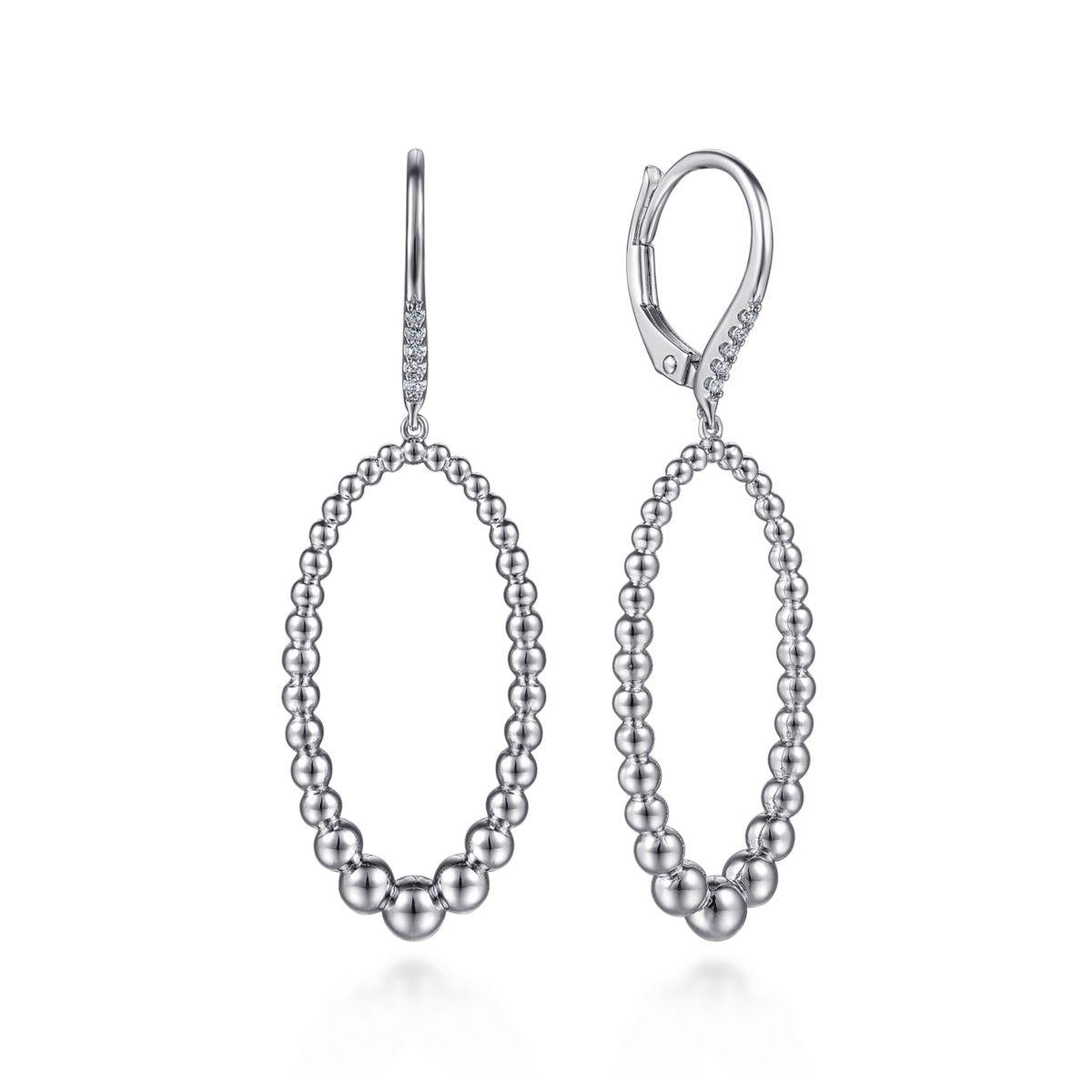 925 Sterling Silver White Sapphire And Beaded Drop Earrings