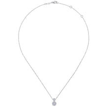 14K White Gold Double Diamond Disc Pendant Necklace