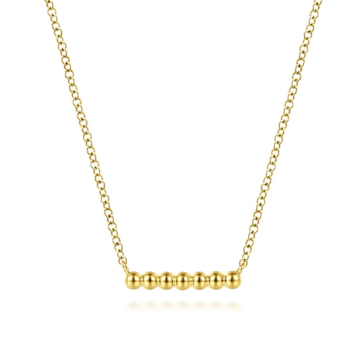 14K Yellow Gold Bujukan Beaded Bar Necklace