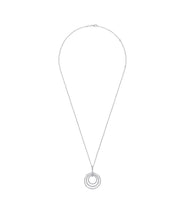 24 inch 925 Sterling Silver Triple Row Circle Pendant Necklace with White Sapphire