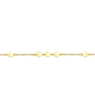 14K Yellow Gold Chain Bracelet with Flat Rhombus Stations