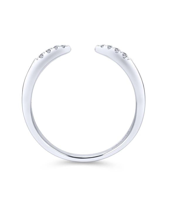 14K White Gold Open Diamond Tipped Stackable Ring