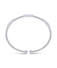 14K White Gold Bujukan Bead Cuff Bracelet with Diamond Pave Stations
