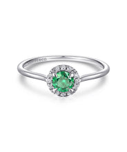 14K White Gold 0.23ct Emerald Diamond Halo Promise Ring