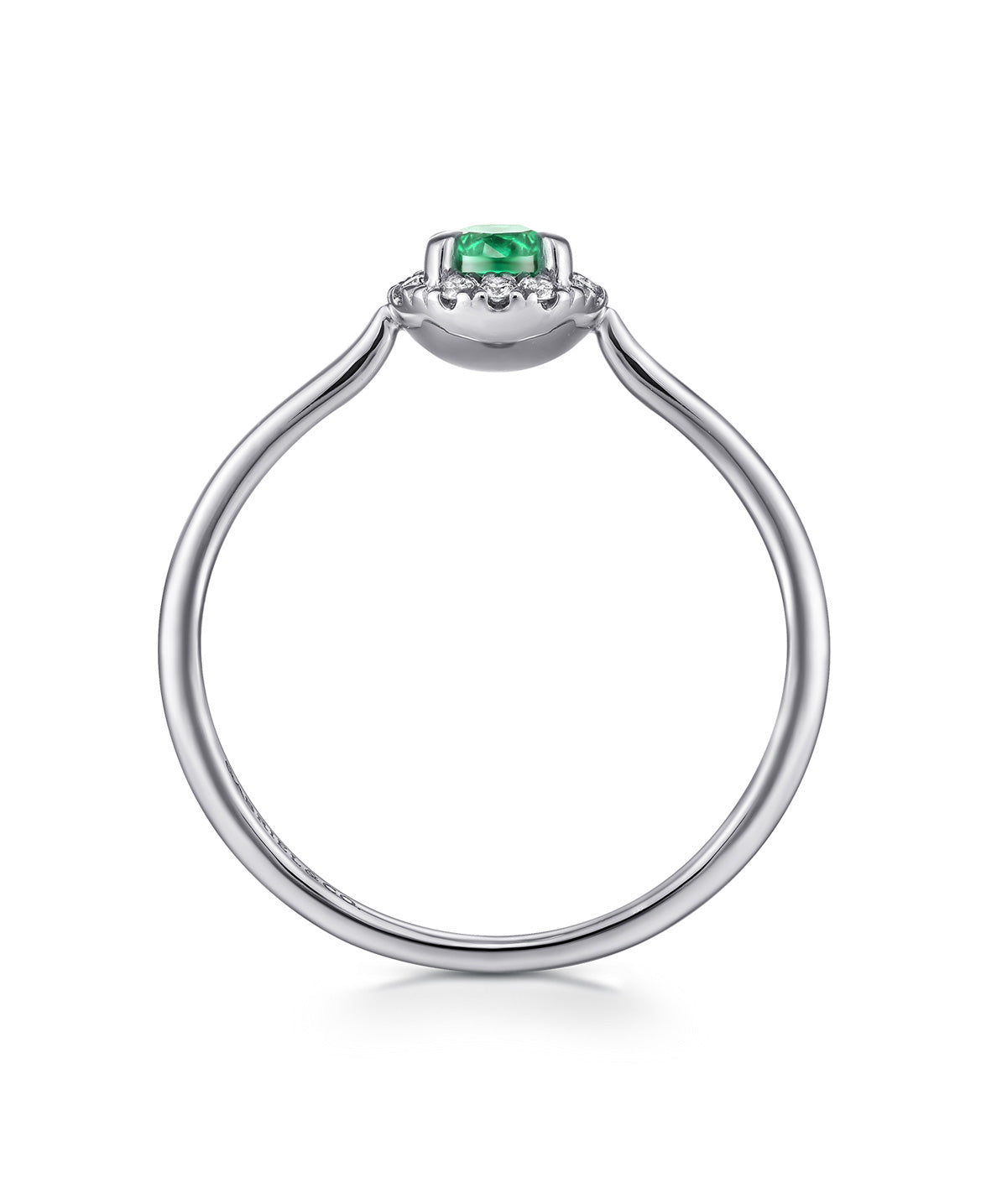 14K White Gold 0.23ct Emerald Diamond Halo Promise Ring