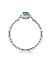 14K White Gold 0.23ct Emerald Diamond Halo Promise Ring