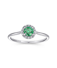 14K White Gold 0.23ct Emerald Diamond Halo Promise Ring