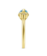 14K Yellow Gold Pear Shape Swiss Blue Topaz and Diamond Split Ring