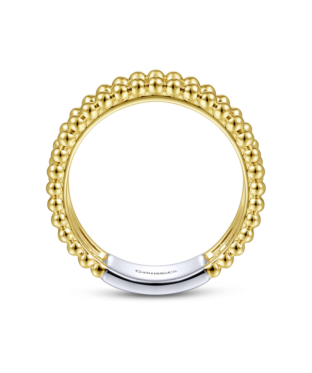 14K White-Yellow Gold Diamond and Bujukan Bead Ring