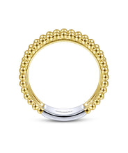 14K White-Yellow Gold Diamond and Bujukan Bead Ring
