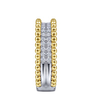 14K White-Yellow Gold Diamond and Bujukan Bead Ring